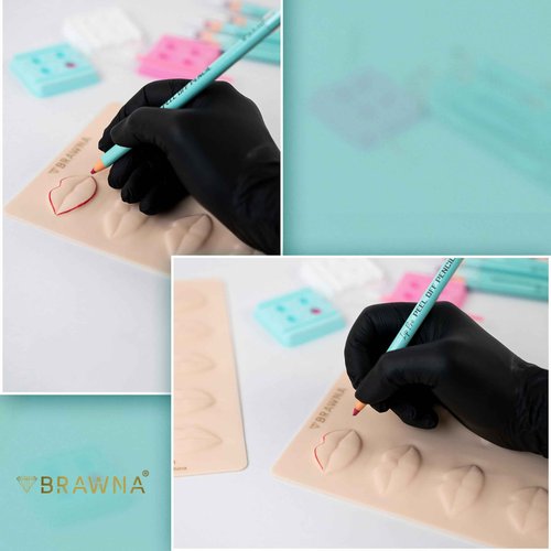 BRAWNA [ 3 Pack ] 3D Lip PMU Practice Skin - Soft Silicone Lip Blush Practice Skin with Human Skin - Like Texture - 10 Lip Shapes - Lip Tattoo Practice Skin – PMU Supplies