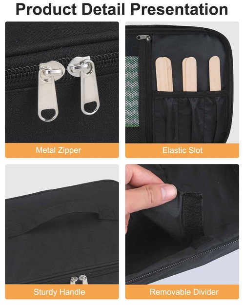 Meiiy Waxing Kit Bag,Wax Warmer Organizer Bag Wax Kit for Hair Removal Storage Bag Hair Removal Wax Tool Bag (Black)