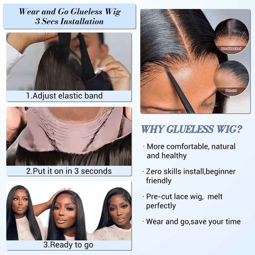 Tuziyi 14 Inch Bob Wig Human Hair 9x6 Wear and Go HD Lace Closure Glueless Wigs Human Hair Pre Plucked Pre Cut 220% Density Short Straight Bob Wig Human Hair for Black Women