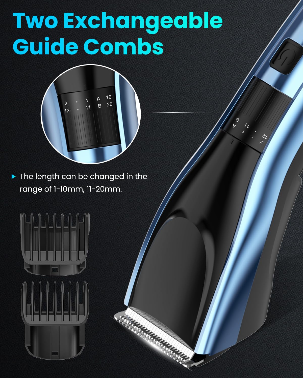 Hair Clippers for Men, Cordless Clippers for Hair Cutting Professional Mens Hair Clippers Rechargeable Hair Trimmer LED Display, 20 Adjustable Lengths