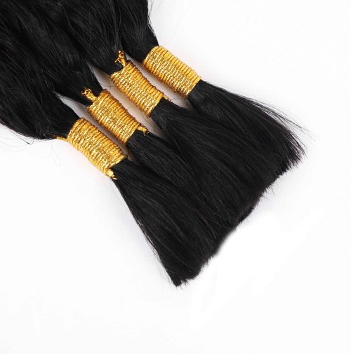 RLHAIR Wet and Wavy Human Braiding Hair Super Wave Bulk Human Hair For Braiding No Weft 100g (1Pack-4PCS) Super French Human Braiding Hair For Boho Braids (Super Wave（#1b）, 16 Inch)