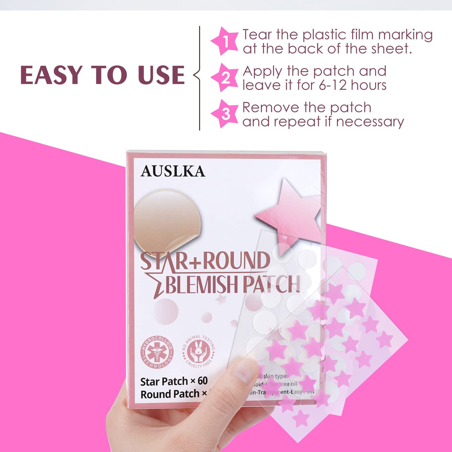 AUSLKA Star Blemish Patches (156 Patches) - Hydrocolloid Patch,Hydrocolloid Patches for Face,Skin Care, Facial Stickers