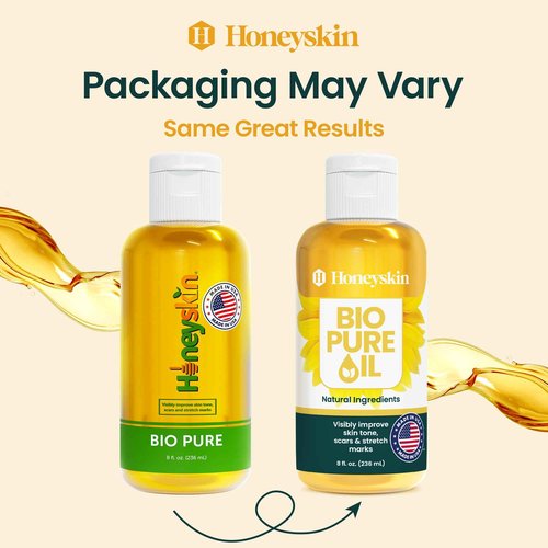 Bio Pure Skincare Oil for skin - Moisturizer for Dry Skin - Pregnancy Stretch Mark Prevention - Oil for Scars - Stretch Mark Treatment with Organic Sweet Almond Oil & Jojoba Oil for skin (8oz)