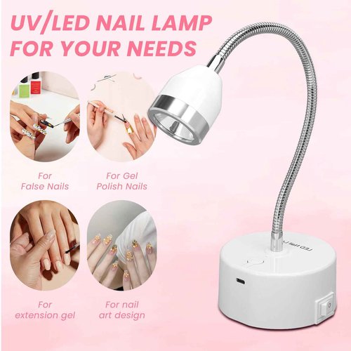 Touch Switch Gel x Lamp, 9W Rechargeable Gooseneck UV Lamp for Gel x Nails, Portable Flash Cure Lamp with 60s Timer & Touch Sensitive, Quick Drying LED UV Nail Lamp for Gel Nails, Home & Salon Use