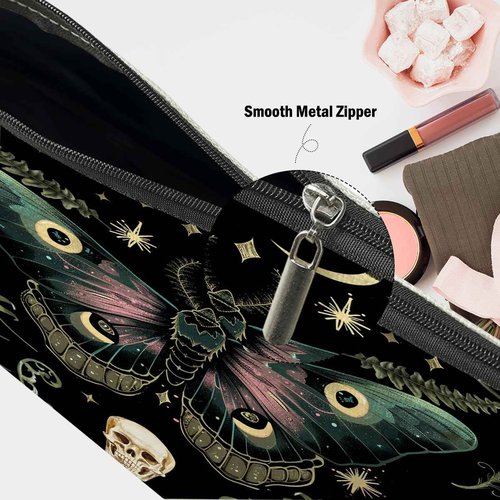 XFN Night Butterfly Moth Makeup Bag, Butterfly Gifts Cosmetic Bag Gothic Travel Pouch, Witchy Gifts for Women Girls Daughter Sisters Coworker Friends Bestie Friendship Graduation Birthday Gifts