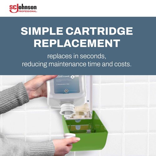 SC Johnson Professional Clear Foam Dispenser and Refill Starter Kit, Kids Wall Mount Soap Dispenser for Hand Soap, 1 Clear Foam Hand Wash, 1 Liter Cartridge, 33.8 fl. oz., for Professional Use Only
