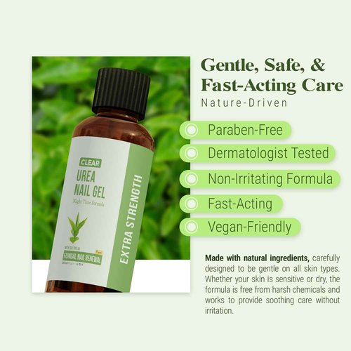 CLEAR Urea Nail Gel with Tea Tree Oil Made in USA – Night Time Formula -Softens, Hydrates & Repairs Nails –Urea Gel with Fast & Visible Results, Trusted by Health Professionals