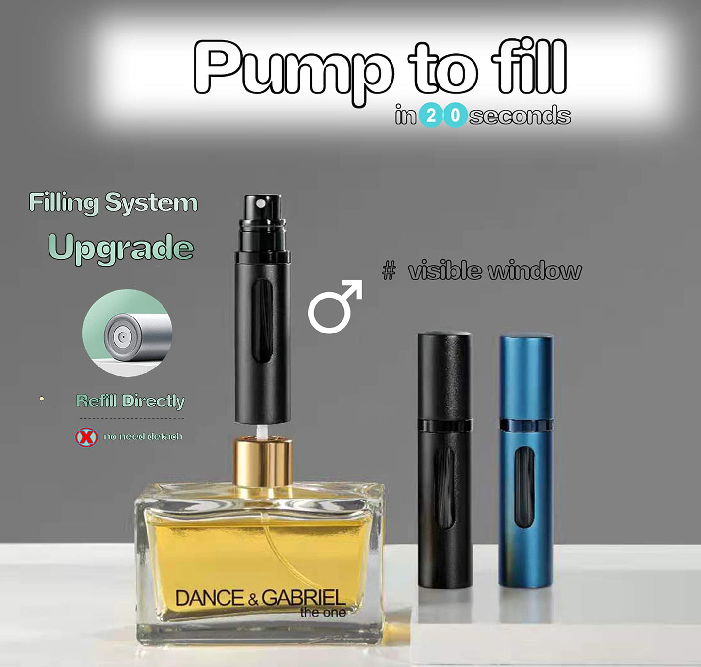 SixTmoon Perfume Atomizer Bottle, Portable Refillable Perfume Bottle Sprayer Leakproof, Travel Mini Size Cologne Sprayer for Men Women, 8ml (Black & Green)