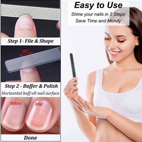 LePinko Salon-Quality Cuticle Trimmer with Cuticle Pusher and Nail File and Buffer Bundle Set
