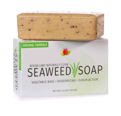 Reviva Seaweed Soap - 4 Pack - Organic Seaweed Face Scrub and Exfoliating Body Scrub Soap Bar - 4.5 oz. Vegetable Base Natural Bar Soap and Seaweed Bath Detox Soap Made in the USA