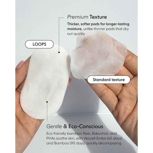 LOOPS Milky Cleanser - Deep Cleansing and Hydrating Skin Care - Pre-soaked Bamboo Pad - Facial Wash with Milky Oil Complex - Oil Cleanser for Face - Face Wash, Facial Cleansing Pads - Gifts for Women