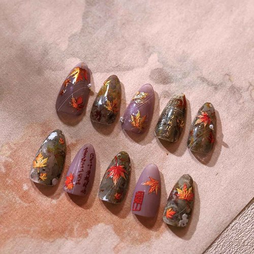 5D Embossed Fall Nail Art Stickers Maple Leaf Nail Stickers Fiery Red Maple Leaves Nail Design Thanksgiving Nail Art Supplies Autumn Nail Decals for Women Acrylic Nails Decoration