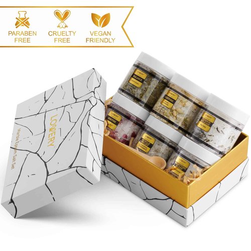 Christmas Gifts for Women Who Have Everything, Epsom Bath Salts Gift Basket Set, Relaxing Self Care Salt W/Essential Oil, Gifts for Mom, Lavender, Eucalyptus, Lemon, Coconut, Tea Tree, Honey Almond