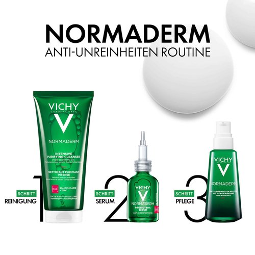 VICHY Normaderm Daily Acne Face Wash, 0.5% Salicylic Acid Cleanser, Gel Cleanser For Oily Skin, Removes Excess Oil, Dirt & Clogged Pores, Oil Free Acne Wash, Soap & Sulfate Free, Non-Drying