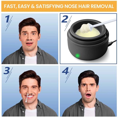 Nose Hair Wax Kit for Men, Nose Wax Removal with 100 g Wax, 40 Applicators, 15-20 Times, Ear Nasal Hair Waxing For Men and Women, Usb Rapid Heating, Constant Temperature, Painless, Black