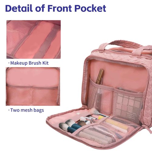 SMONT Toiletry Bag for Traveling Women, 11.5" Large Travel Makeup Toiletries Skincare Bag, Big Cosmetic Cosmetiquera Pink