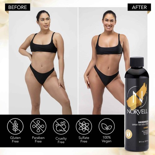 Norvell Spray Tan Solution Cosmo 8 fl oz – Professional Sunless Tanning Formula With a Blend of Warm Brown & Cool Violet Brown Undertones, Long Lasting Handheld Self Tanning Spray