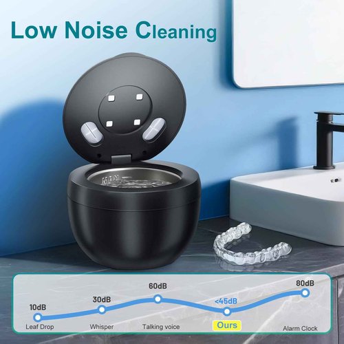 Hossili Ultrasonic Retainer Cleaner Machine, 200ML Ultrasonic Cleaning Pod with 4 Modes, Digital Timer for Denture Cleaner, Aligners, Mouth Guards, Braces, Jewelry & Toothbrush Heads