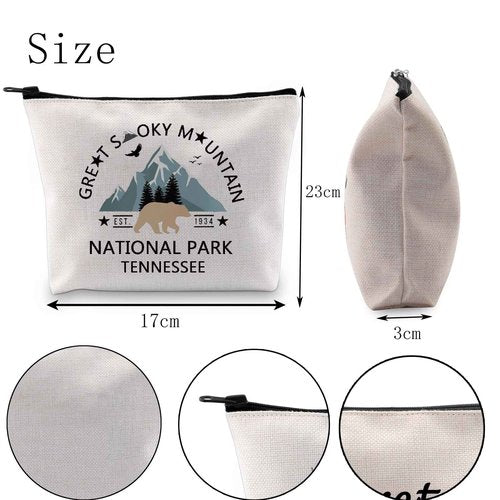 POFULL Retro National Park Gift National Park Cosmetic Bag Black Bear Hiking Gift (GREAT SMOKY bag)