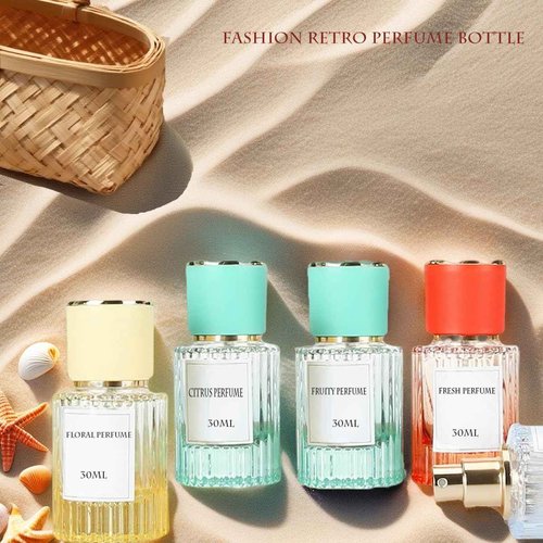 PLINNILUY 3 Pcs 30ml/1oz Empty Perfume Spray Bottles, Refillable Perfume Spray Bottles, Glass Fine Mist Atomizers, Gradient Color Travel Fragrance Containers for Perfume and Cologne(B)