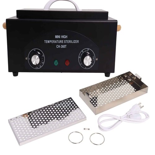 Sterilizer for Nail Tools, High Temperature Metal Clean Box for Spa Salon Barber Shops Salon Hairdressing Tool Earrings, Dry Heat Autoclave Machine 110V 300W 1.2L with Timer Black
