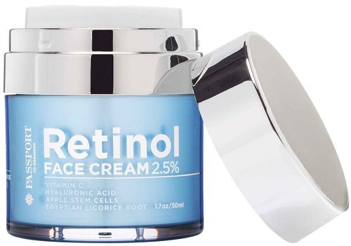 Passport to Organics Retinol 2.5% High Potency Face Cream - Anti-Aging Cream - Organic Moisturizing Cream with Vitamin C, Hyaluronic Acid & Essential Oils - Retinol Moisturizer for Dry Skin - 1.7oz