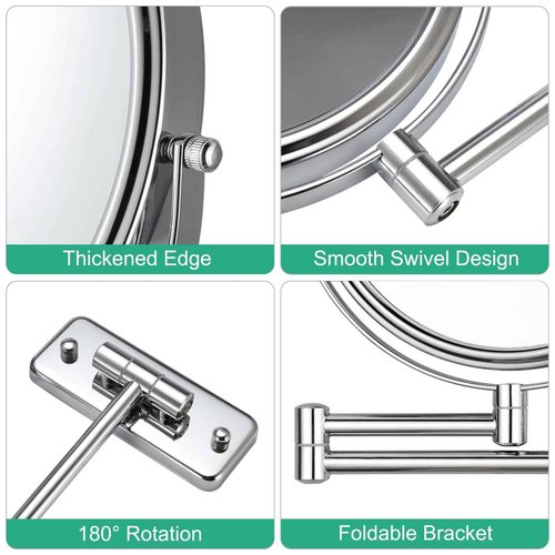 DECLUTTR 8 Inch Wall Mounted Magnifying Mirror with 10x Magnification, Double Sided Vanity Makeup Mirror for Bathroom, Chrome Finished