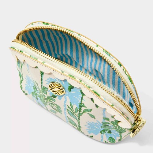 Lilly Pulitzer Vegan Leather Zipper Pouch with Scallop Edge, Cute Pencil Case for Adults, Travel Toiletry Bag, Small Pouch Bag for Supplies, Makeup or Toiletries (Swayin in the Breeze)