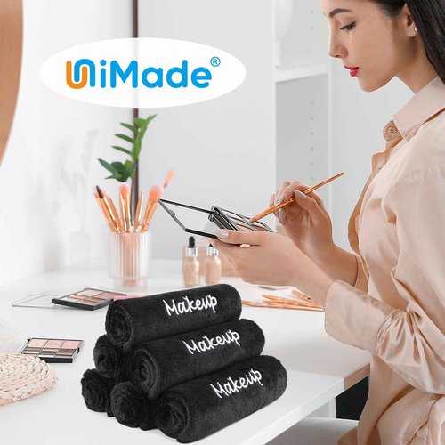 UNIMADE Makeup Remover Cloth, 24 Pack Black Facial Wash Cloths, Soft Coral Fleece Microfiber Towel for Face, Hand, and Bathroom(13" x 13")