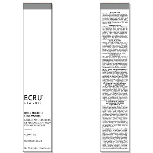 ECRU New York Body Building Fiber Mousse, Hair Mousse for Volume, Volumizer for Fine Hair, 6.76oz