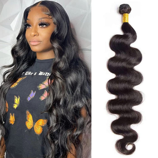 10A Brazilian Body Wave 1 Bundle 32 Inch Single Bundles Human Hair Body Wave One Bundle 100% Unprocessed Remy Virgin Human Hair Weave Bundles 1B Natural Black