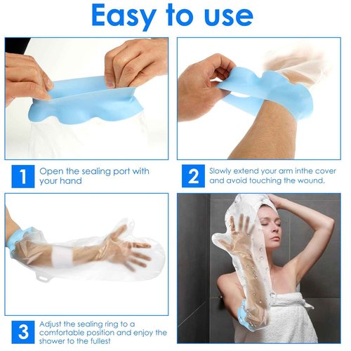 LGHWKETH Cast Cover Waterproof Reusable Shower Arm Cast Cover Soft and Comfortable Shower Protector for Showering Bathing Swimming (2PCS)