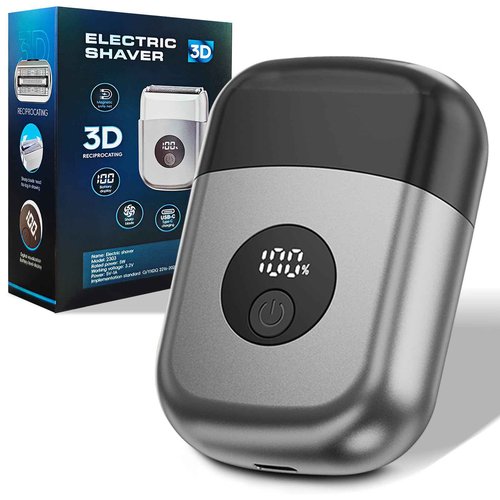 Electric Foil Shavers for Men, Mini Electric Razor for Face, IPX7 Waterproof Cordless Razor with Big LED Display & 3 Floating Blades, Wet Dry USB-C Fast Rechargeable for Travel & Home