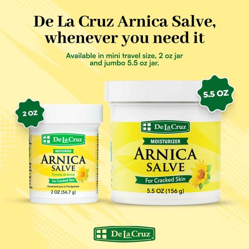 De La Cruz Arnica Salve - Foot Cream for Dry Cracked Heels and Feet - Moisturizing Hand Salve for Dried Hands - 24 Hour Moisture Foot Cream for Dry Cracked Feet and Rough Skin - (2 Ounces - 4 Jars)