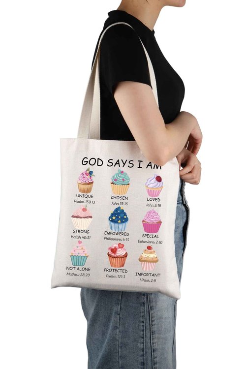 UJIMS Christian Baker Gift God Says I Am Baking Cupcake Lovers Tote Bag Cupcakes Jesus Baking Lover Women Tote Bag (Cupcake Lovers Tote Bag)