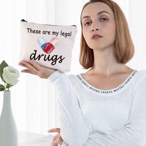 G2TUP Funny Medicine Bags for Women These are My Legal Drugs Cosmetic Bag Travel Pill Bags for Patient Friend (These Are My Legal Drugs)