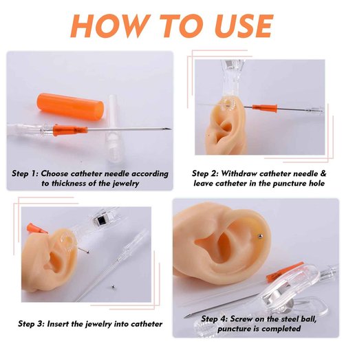 Rayyl 20G Catheter Piercing Needles - 50Pcs Piercing Needles Catheter Needles Disposable for Ear Nose Belly Lip Tongue Cartilage Piercing Needles Supplies
