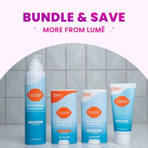 Lume Invisible Spray Deodorant For Women - Whole Body Deodorant Spray - 72 Hr Odor Control - Ozone Friendly, Natural Propellant - Aluminum & Baking Soda Free, Skin Loving - 3.6 ounce (Unscented)