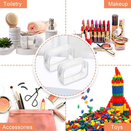 Cptoion 12 PCS Clear Makeup Bags,Clear Toiletry Bag,PVC Clear Cosmetic Bags with Zipper,Portable Transparent Toiletry Bags for Travel Women Men(White,Large)