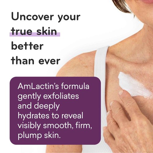 AmLactin Crepe Firming Cream - 12 oz Body Cream with 15% Lactic Acid - Exfoliator and Moisturizer for Crepey, Dry Skin & Ultra Smoothing - 4.9 oz Body & Hand Cream with 15% Lactic Acid