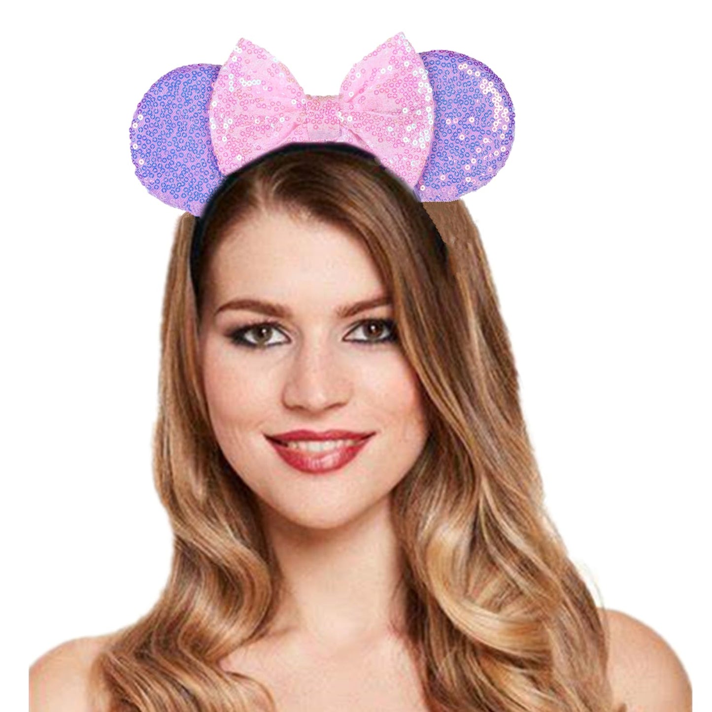 JOYFISCO Mouse Ears Headbands Shiny Bow Mouse Ears Headband Glitter Party Princess Decoration Cosplay Costume for Women Girls