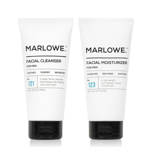 MARLOWE. No. 121 Men's Facial Cleanser and MARLOWE. No. 123 Men's Facial Moisturizer |Daily Face Wash and Lightweight Face Cream | Light Fresh Scent | Natural Ingredients