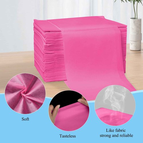 100Pcs Disposable Massage Table Sheets 31.5" x 71" Non-Woven Fabric Bed Covers for Ultimate Hygiene and Comfort in Massage, Tattoo, and Spa Treatments, Breathable and Durable Sheets(Pink)