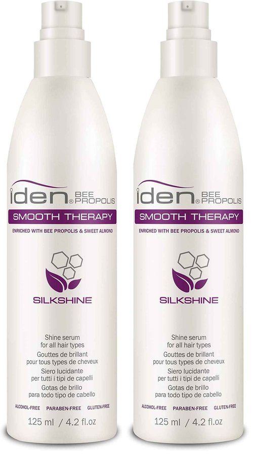 IDEN Bee Propolis Smooth Therapy Silkshine, Shine Serum, Controls Frizz, Argan Oil & Sweet Almond Oil, 4.2 fl.oz (Pack of 2)