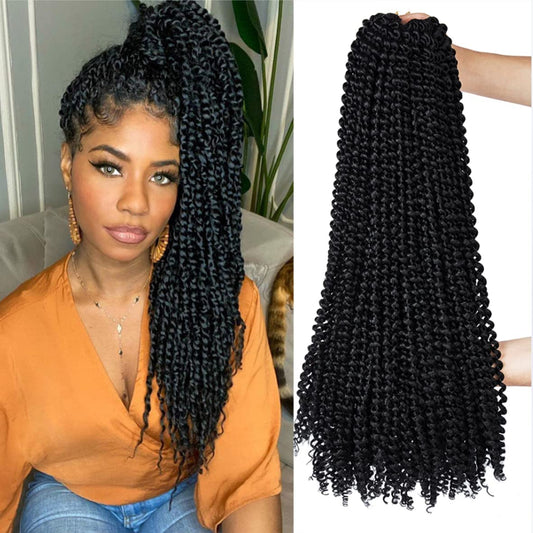 Passion Twist Hair 22 Inch Water Wave Crochet Hair 2 Packs Passion Twists Braiding Hair Long Bohemian Synthetic Hair Passion Twist Hair Extensions(22inch, 1B)