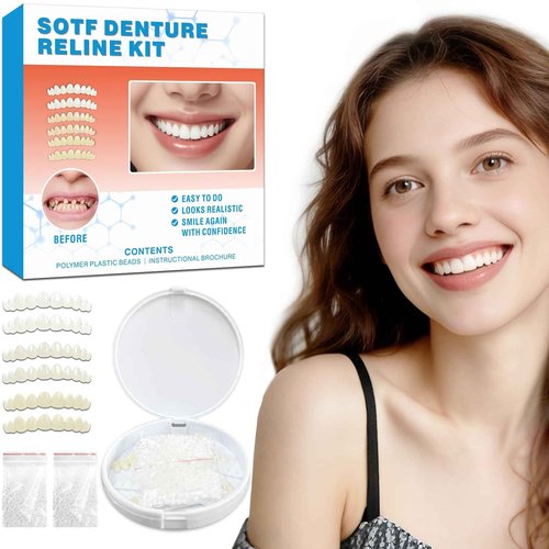 Snap on Veneers Teeth for Women & Men, Reusable False Teeth Cover - Natural Look, Comfort Fit Denture Repair Kit (1 Count 3 Pairs)
