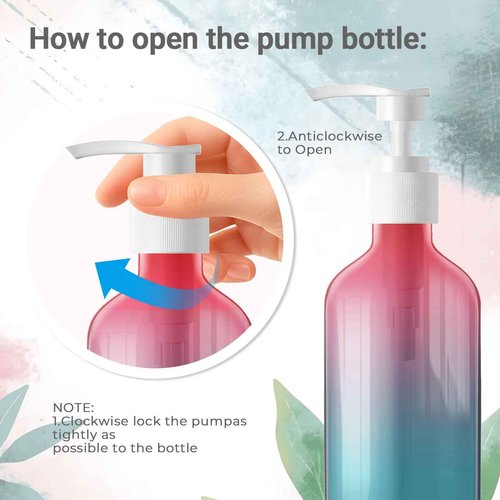 12 Pieces Empty Clear Gradient Color Pump Bottle, 8.4 oz Refillable Plastic Dispenser Bottles with Pump, Travel Lotion Container for Shampoo Hand Body Soap Oil Massage Moisturizer Face Cream Liquid