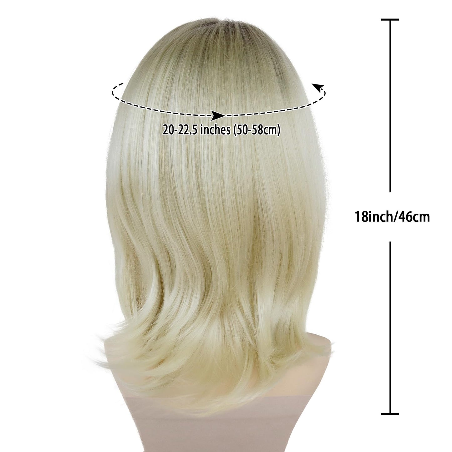 GNIMEGIL Ombre Blonde Costume Wig 20 Inch Heat Resistant Synthetic Hair for Halloween Anime Cosplay Fits for Bride of Chucky Wigs for Dolls Blond Wig with High Temperature Fiber