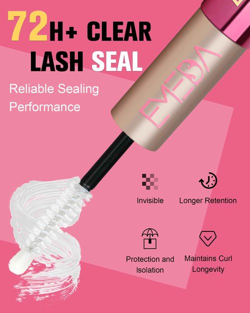 EMEDA Lash Cluster Glue, Lash Bond and Seal for DIY Eyelash Extensions 2-in-1 Bond and Seal Strong Cluster Glue for Individual Eyelashes Latex Free (Black+Clear)
