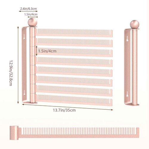 Wall-Mounted Wig and Hair Extension Holder, 8 Rotating Combs, Metal Wig Organizer Rack, Space-Saving Design, Easy Installation for Salon & Home